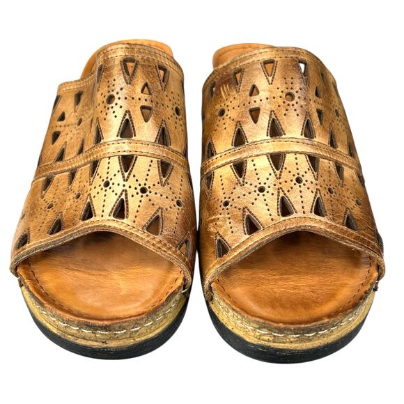 Spring Step Women’s Fusawedge Brown Leather Wedge Sandal Size 39 US 8.5 - Picture 7 of 12